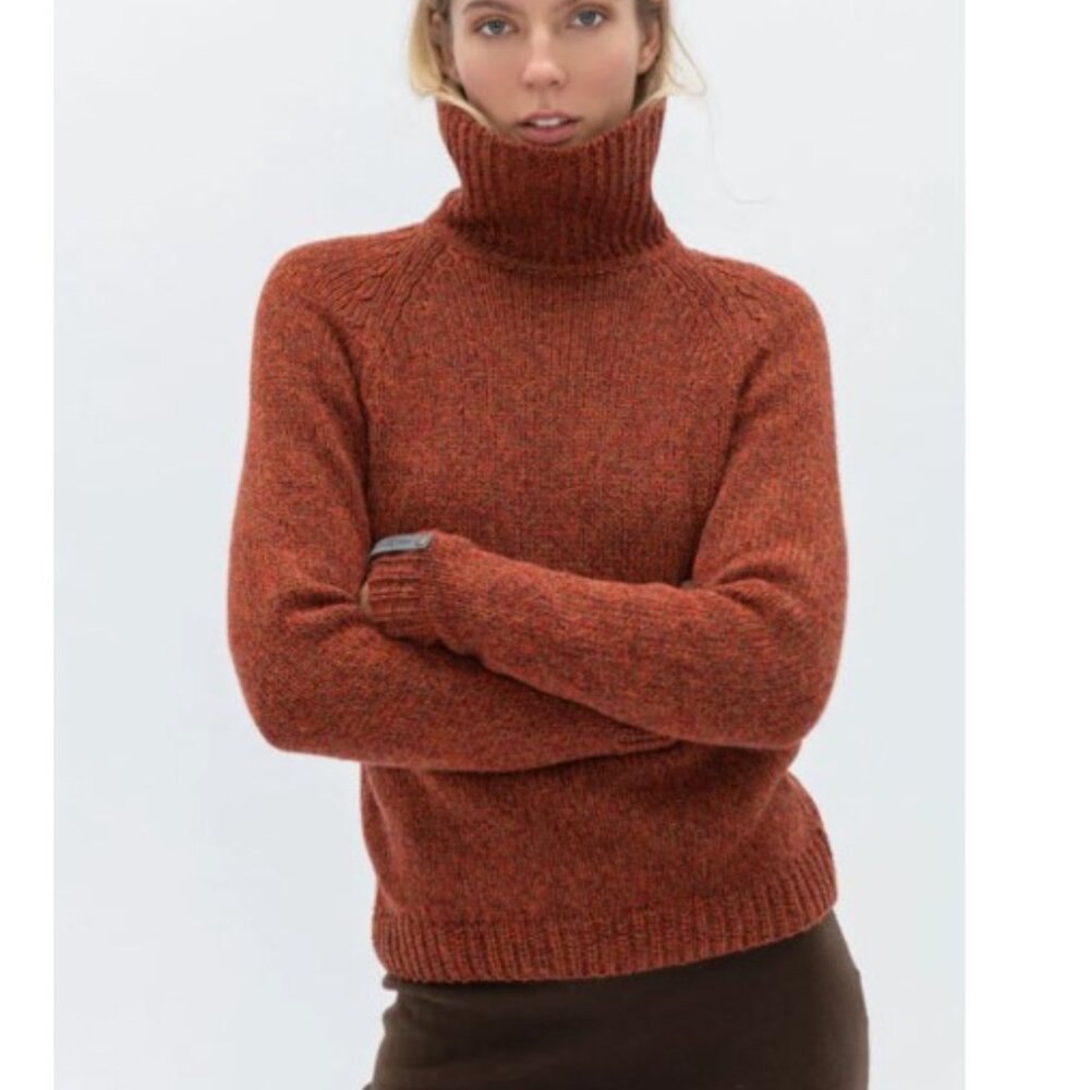 WoolHouseESHOP 100% Merino Wool Women's Turtleneck in Terracotta